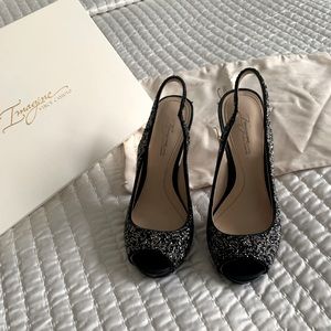 Back sling high heels shoes.